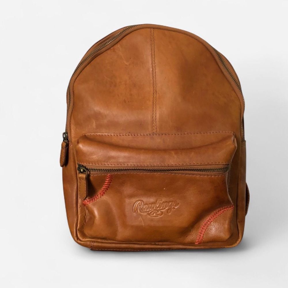 RARE Rawlings Red Label Genuine Leather Backpack Brown Red Stitch NEW